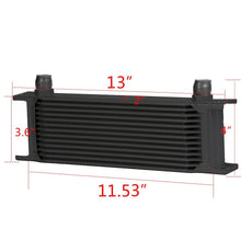G-PLUS 13 Row Oil Cooler for Universal 10AN AN10 Aluminum Black Additional Angle