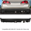 G-PLUS Rear Bumper Spoiler + LED 3RD Brake Light + Muffler Tip Compatible with Honda Civic 4 door only 2006-2011 Mug RR Style Air Dam Chin Diffuser Mugen Rear Bumper Lip