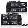 G-PLUS Headlights Assembly, Fit GMC C1500 K1500 Yukon 1994-1999 Bumper Headlamps, Smoky Lens Black Housing Amber Reflector