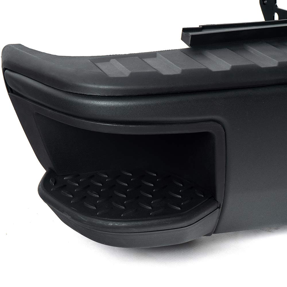 G-PLUS Rear Bumper Assembly Compatible With Chevy Silverado 2014-2018/GMC Sierra 1500 2014-2018 Chrome W/Corner Steps