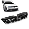 G-PLUS Front Upper Grille Grill Trim Gloss Black Honeycomb W/Chrome Trim Compatible with Volkswagen VW Jetta 2010-2014 5C6853653A