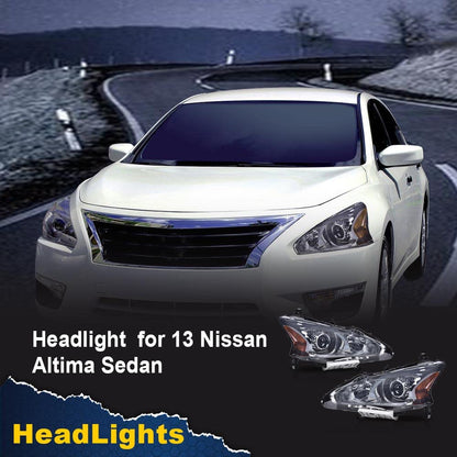 G-PLUS Headlights Compatible With 2013 2014 2015 Nissan Altima 4-Door Sedan Factory Style Automotive Halogen Model Headlamps (Smoky Lens Chrome Housing Amber Reflector),faros delanteros