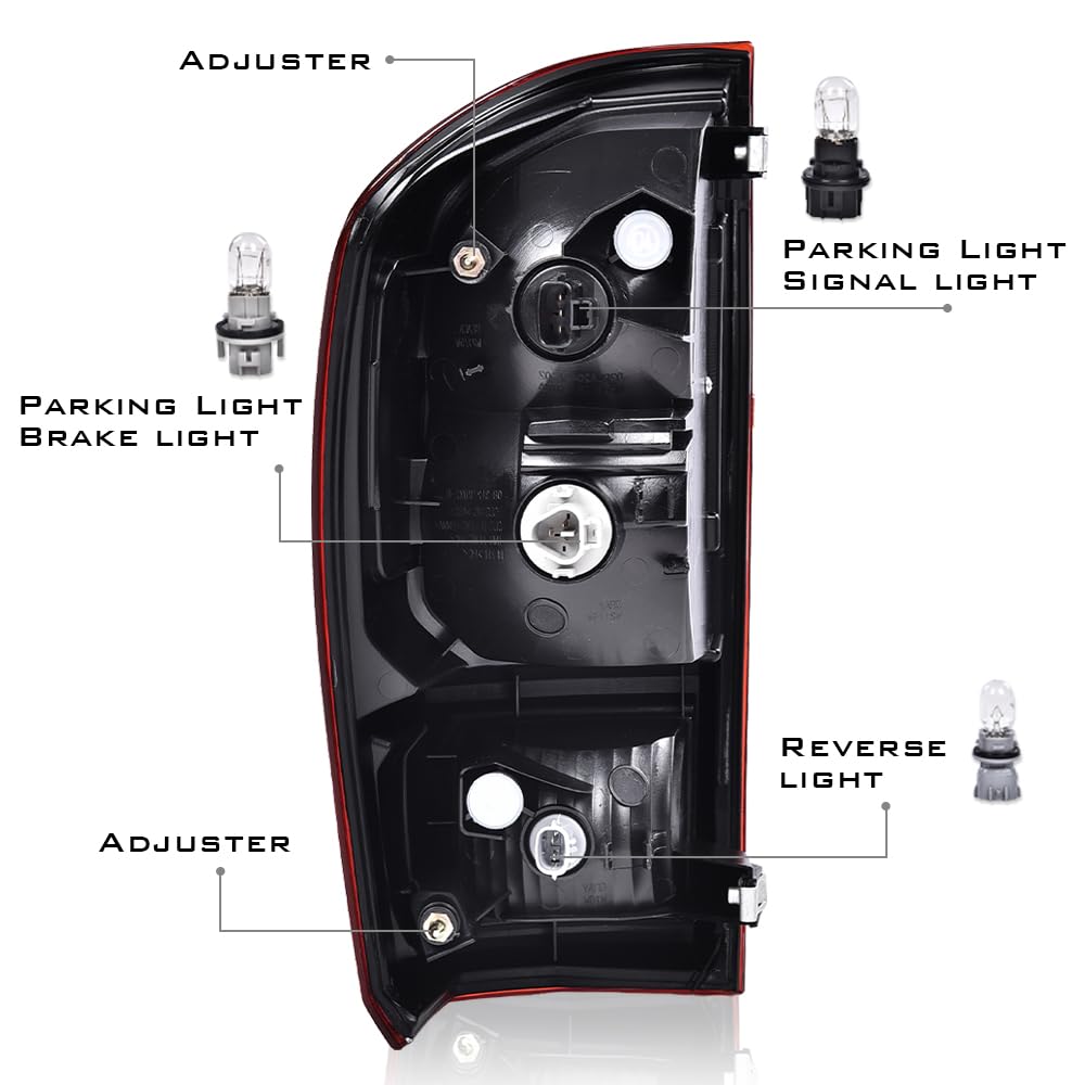 G-PLUS Rear Tail Lights Assembly w/bulbs Compatible with Toyota Tacoma 2016-2023, Red Rear Brake Lamp,Luces Traseras Left Driver & Right Passenger