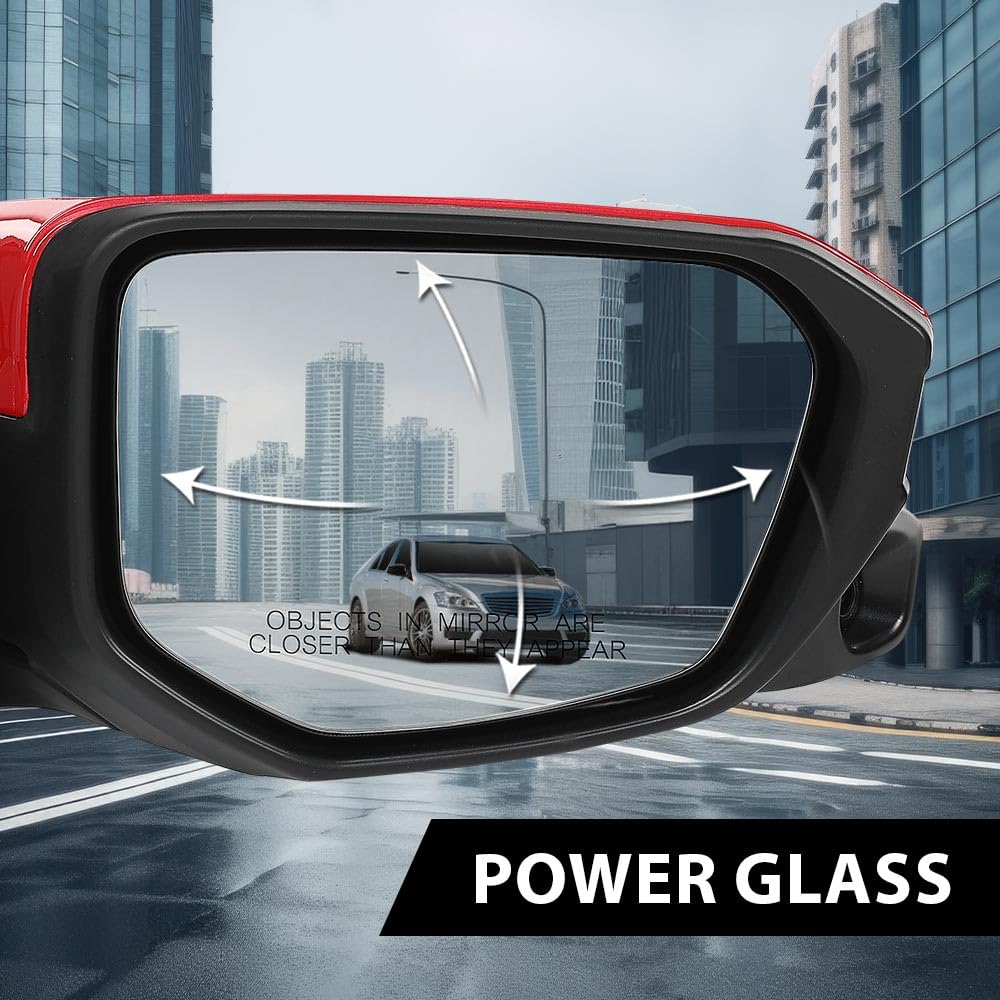 G-PLUS Power Heated View Camera Side Mirror w/ 11-Pin Right Passenger Side Compatible with Honda Civic Sedan 2016-2020 Manual Folding Red 76208-TBC-A02ZA HO1327107