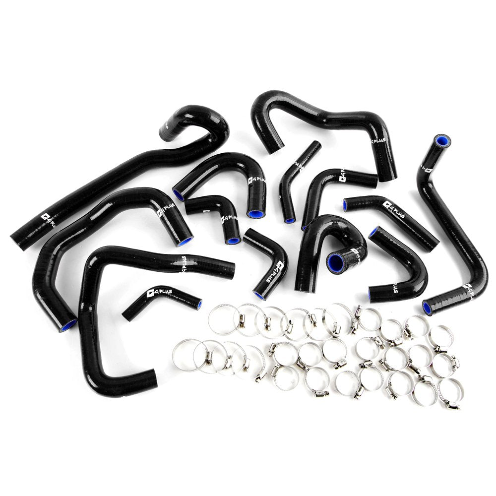 14 PCS Silicone Radiator Heater Hose Kit Clamps Replacement For Nissan Skyline GTR R33 R34 RB26DET Black