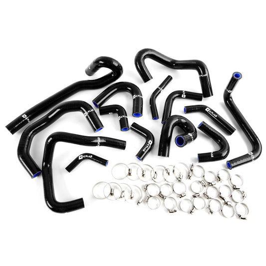 14 PCS Silicone Radiator Heater Hose Kit Clamps Replacement For Nissan Skyline GTR R33 R34 RB26DET Black