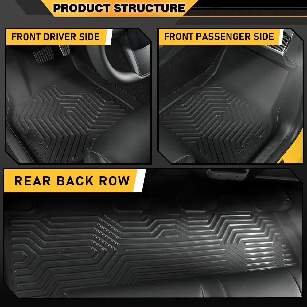 G-PLUS 3PCS Cargo Liner Floor Mat Compatible with 2017-2023 Tesla Model 3 Sept Old Style, Not Fit 2023 Oct-2026 New Model, Non-Slip All Weather 1st & 2nd Row, TPE Car Floor Liners Interior Accessories