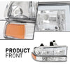 G-PLUS LED Headlights Front Headlamps Fit Chevy Blazer 1998-2005, Fit Chevy S10 Pickup 1998-2004 with Bumper Lights Clear Lens Chrome Housing Amber Reflector,faros delanteros Assembly