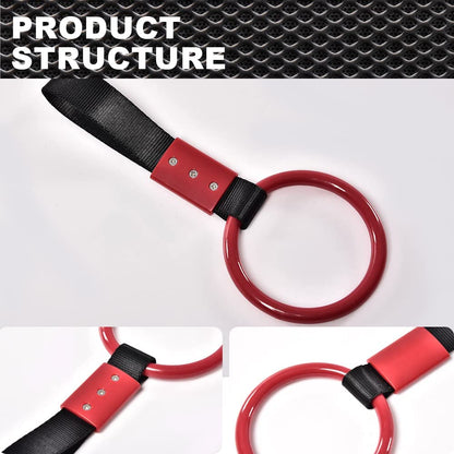 G-PLUS JDM Tsurikawa Ring Round Subway Train Bus Car Handle Hand Straps Drift Charm, Rear Bumper Warning Ring (Red)
