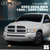 G-PLUS Headlights Bumper Headlamps Assembly Compatible with 2002-2005 Dodge Ram 1500 2500 3500, Clear Lens Chrome Housing Amber Reflector,faros delanteros