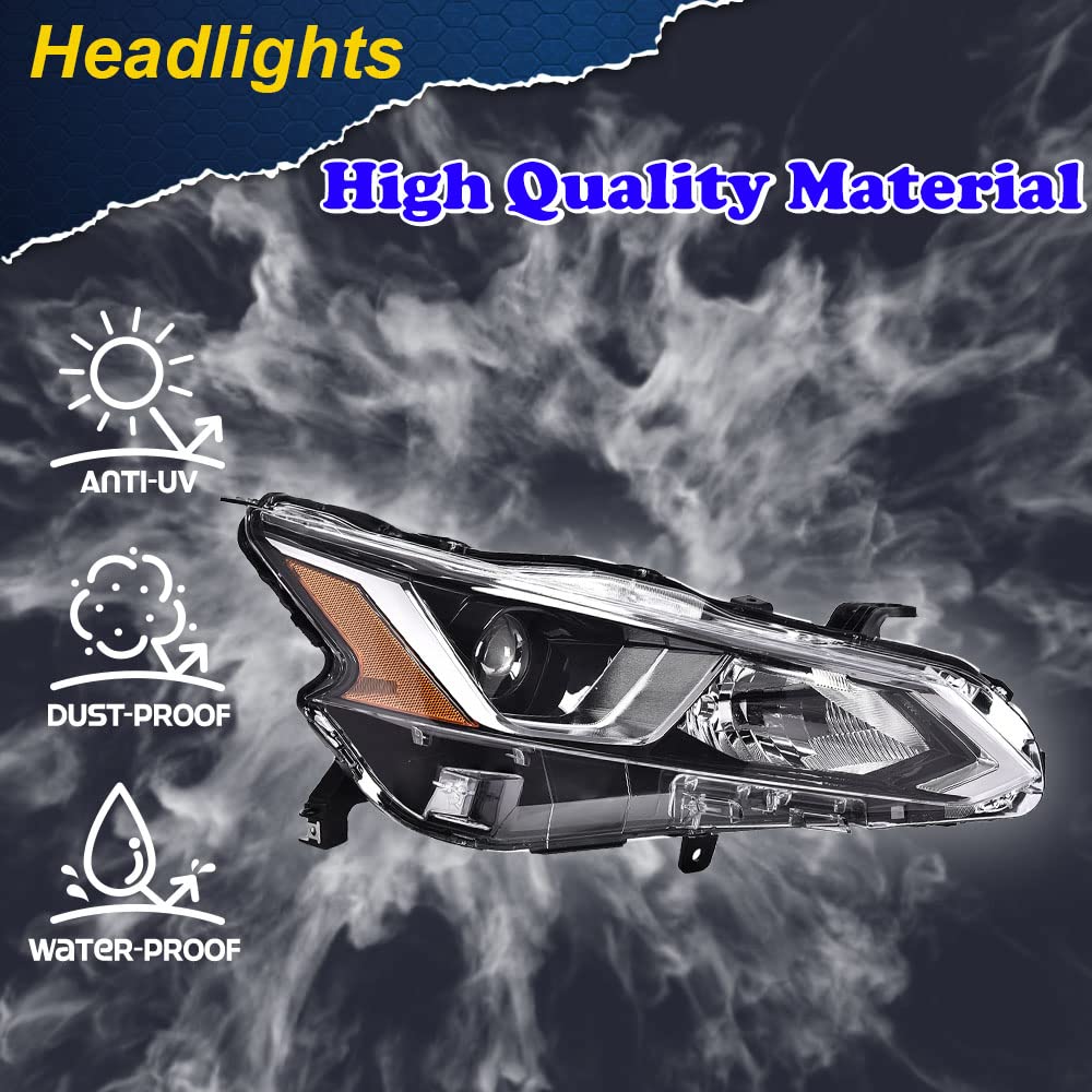 G-PLUS Projector Headlights,Fit 2019 2020 Nissan Altima 4-Door Sedan S SL SV SR ONE,(ONLY For Factory Halogen Headlights),Automotive Headlamps Chrome Housing,Passenger Side (Right),faros delanteros