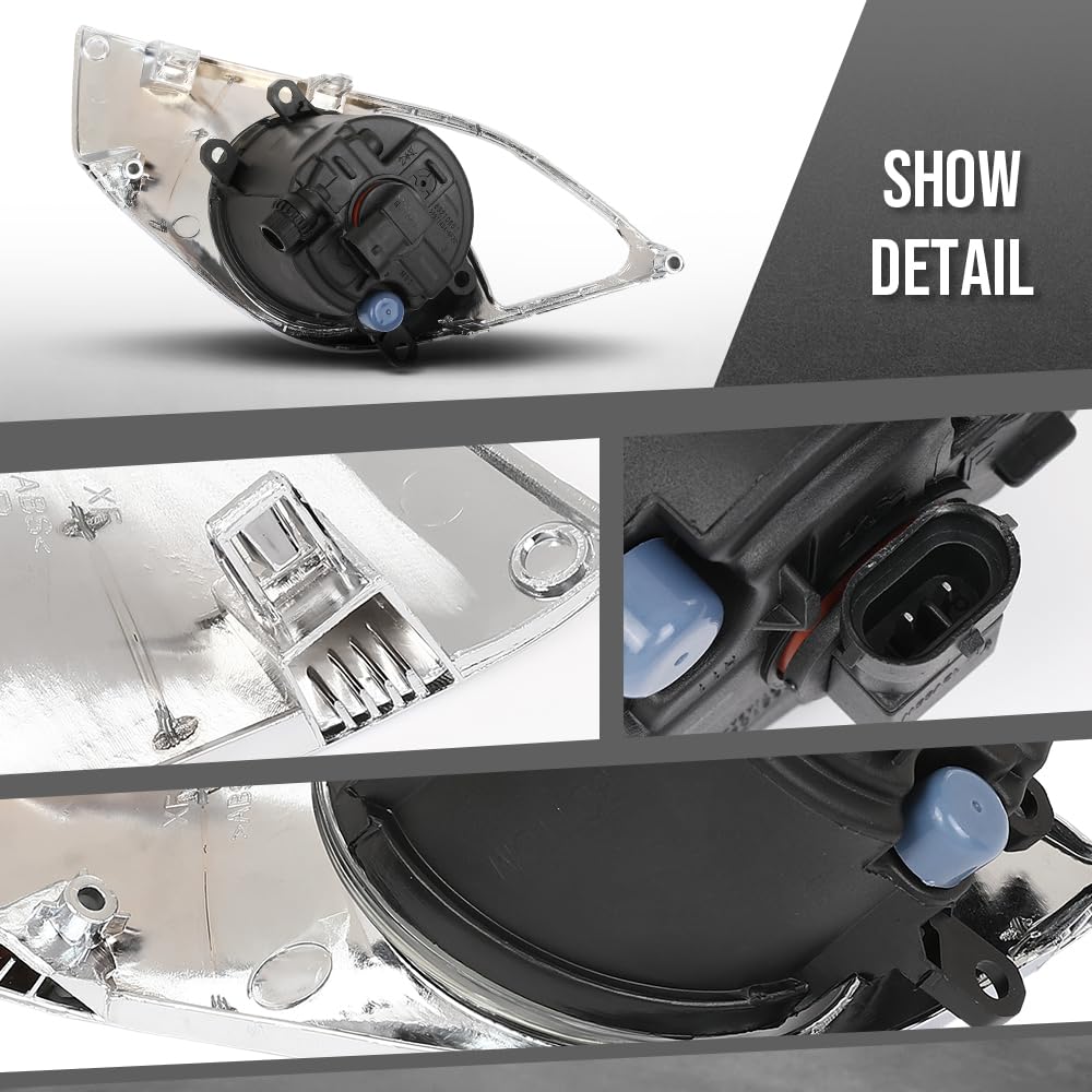 G-PLUS Front Bumper Fog Lights w/Switch + Sliver Cover Bezels Compatible with Toyota Avalon 2013 2014 2015 Left & Right Clear Lens Chrome Housing, 812200W040, 8122008020, 812100W050