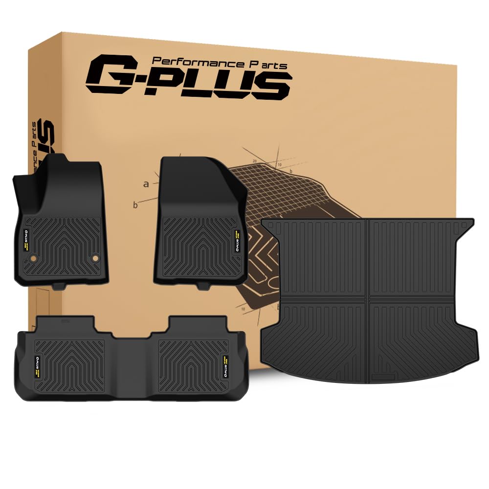 G-PLUS TPE Floor Mats Fit Cadillac XT5 2017-2025 1st & 2nd & 3rd Row Truck Accessories Cargo Liners All Weather Protection 4PCS Black Alfombras para Carro