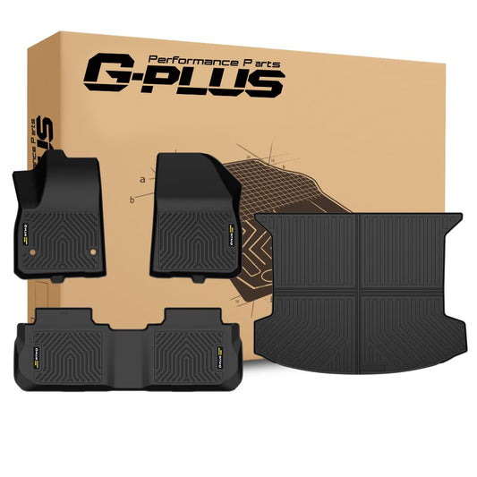 G-PLUS TPE Floor Mats Fit Cadillac XT5 2017-2025 1st & 2nd & 3rd Row Truck Accessories Cargo Liners All Weather Protection 4PCS Black Alfombras para Carro