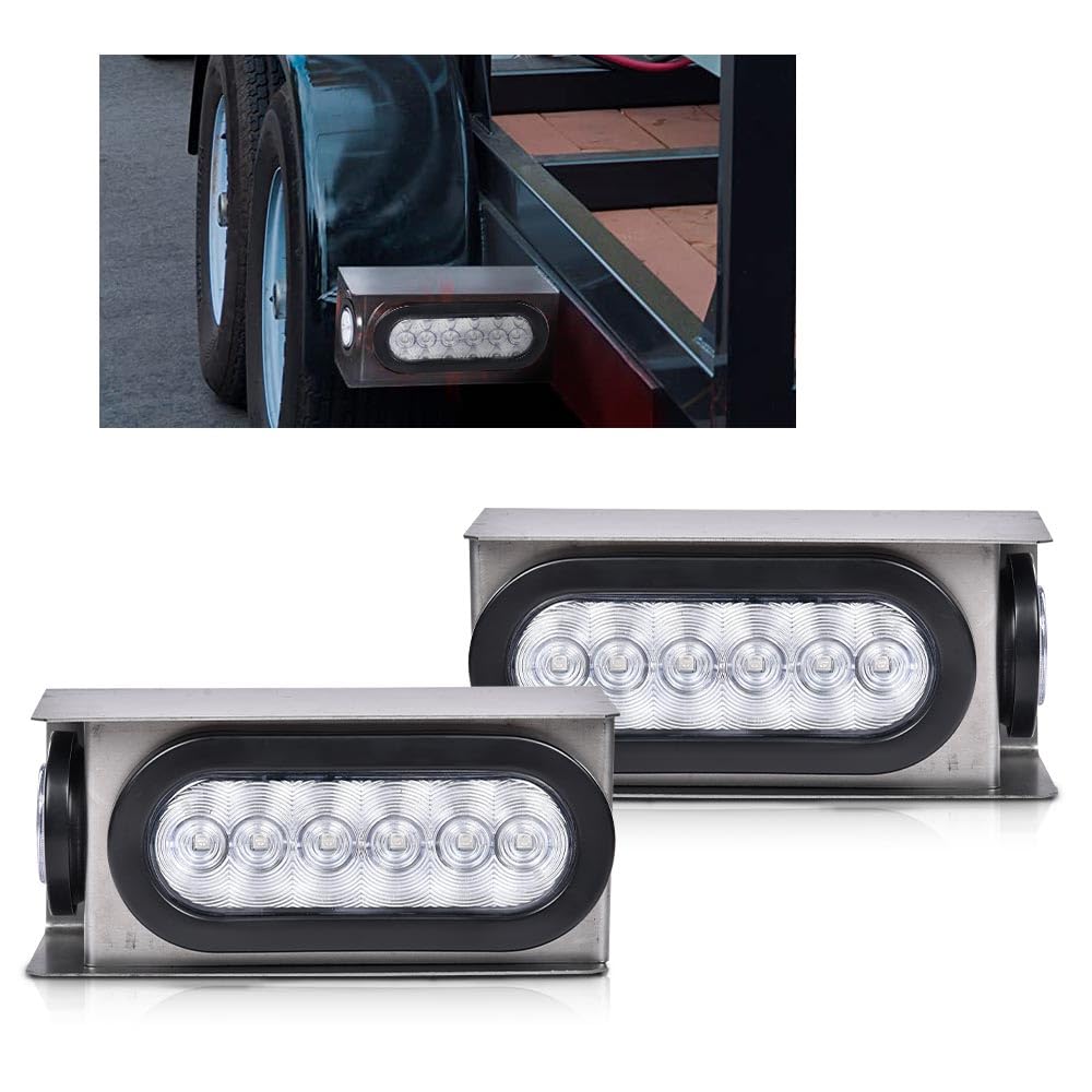 G-PLUS LED Trailer Steel Box Kit, Compatible with Trailer/Truck W/ 6" Oval Tail Light & 2" Marker Lamp Clear Lens Luces TraserasAssembly