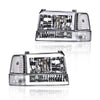G-PLUS LED DRL Headlights, Compatible with 1992-1996 Ford Bronco F150 F250 F350(Fits Models with Halogen Headlights Only) Bumper Headlamp, Smoky lens Black Housing Clear Reflector