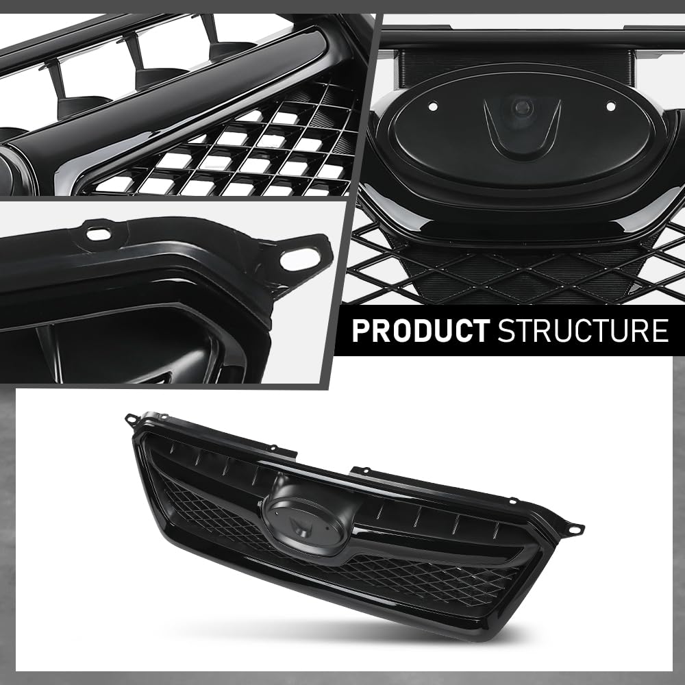 G-PLUS Front Bumper Grille Compatible with Subaru XV Crosstrek 2013 2014 2015 Mesh Grill Assembly 91122FJ020, 91123FJ040, 91123FJ050, SU1200151C, SU1210100, SU1202100