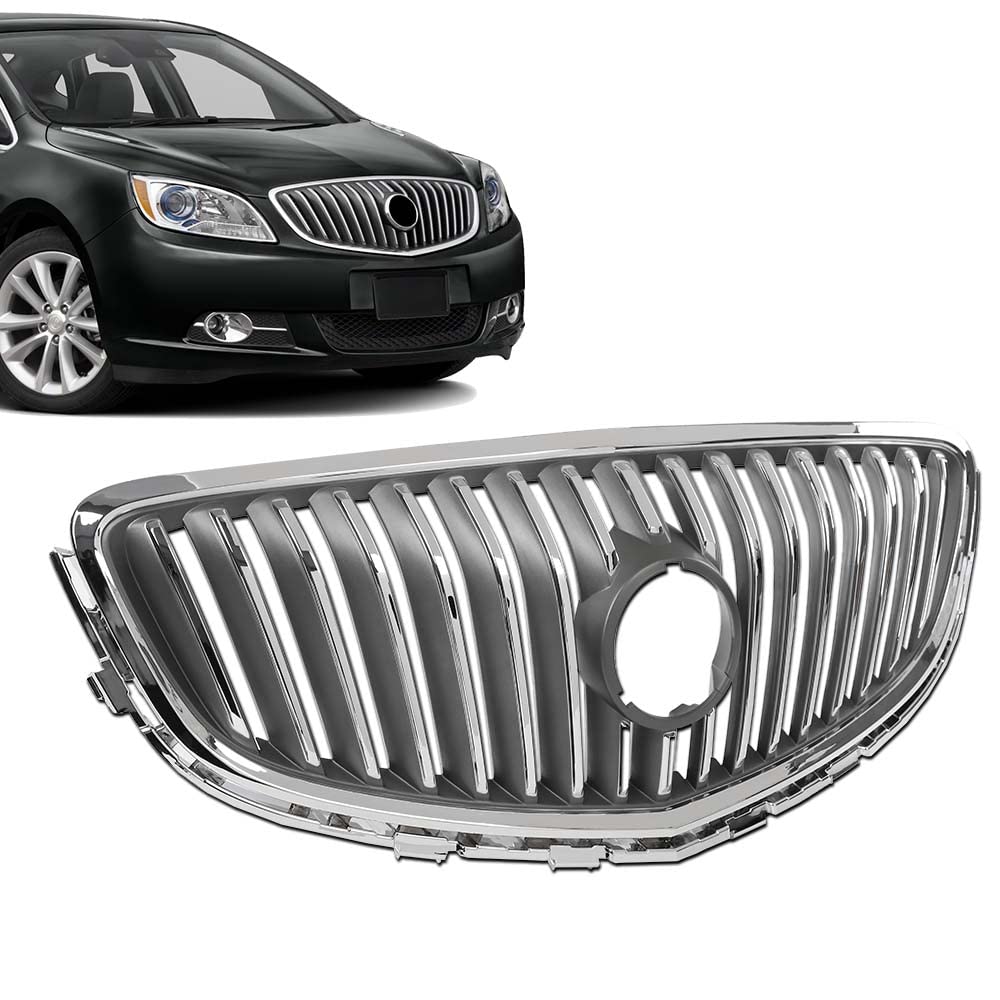 G-PLUS Front Bumper Upper Grille Assembly Chrome Compatible with 2012-2017 Buick Verano 20984572, 23172630, 23274652