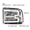 G-PLUS LED Headlights Compatible with Ford F250 F350 F450 F550 Super Duty 2005-2007 DRL BAR Headlamps Clear Lens Chrome Housing Amber Reflector,faros delanteros