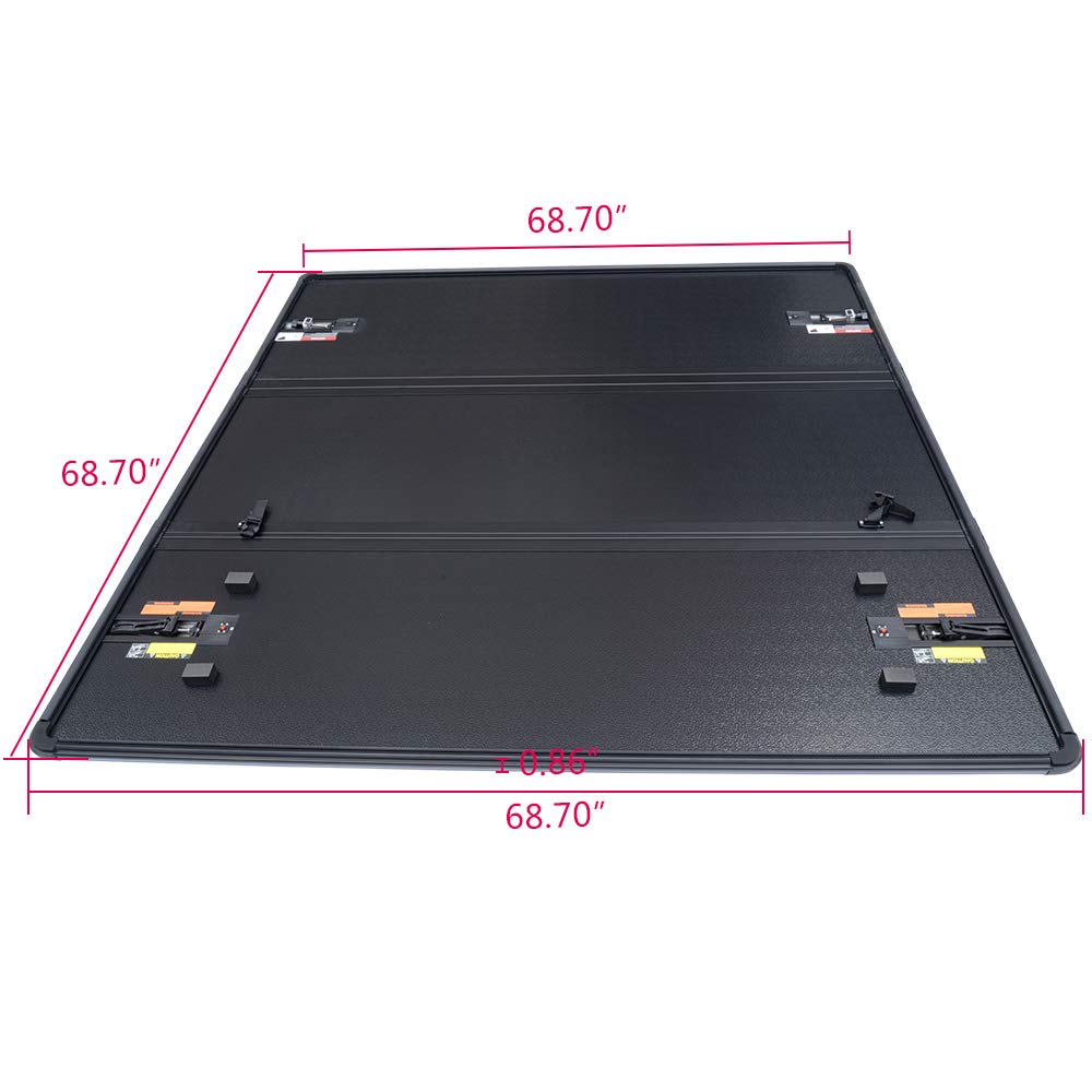 G-PLUS Hard Solid Tri-Fold Tonneau Short Bed Cover Compatible with 2004-2014 Ford F150 5.5ft