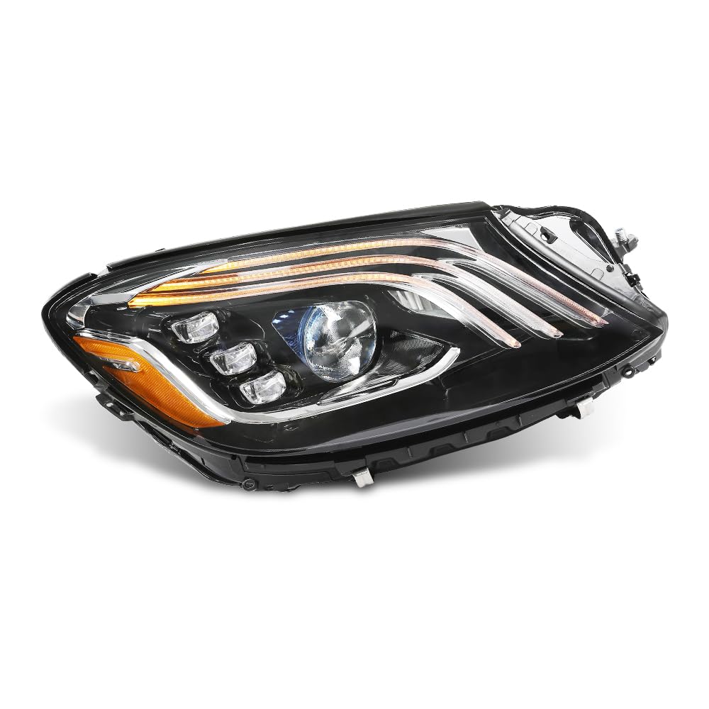 G-PLUS LED Headlight Right Passenger Compatible with Benz S560 S450 S63 2018 2019 2020 A2229062205, A222 906 2205 Black