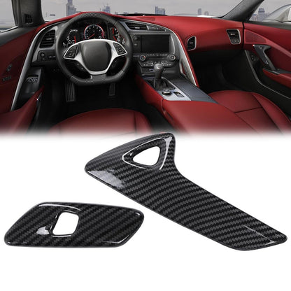G-PLUS Carbon Fiber Interior Door Handle molding Cover Trims Compatible with Chevy Corvette C7 2014 2015 2016 2017 2018