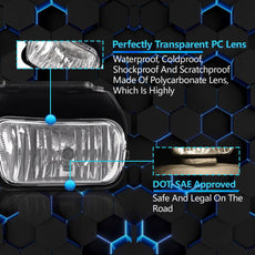 G-PLUS Fog Lights for Chevy Silverado 1500 2500 3500 2003-2006 Avalanche 2002-2006 Clear Lens Front View