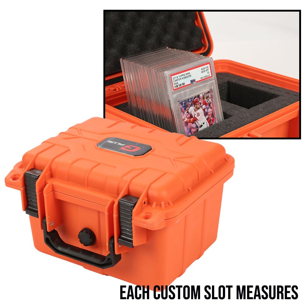 G-PLUS Orange Graded Card Storage Box Fit BGS PSA SGC FGS Graded Sports Trading Cards, Deep Travel Size Waterproof Case Slab Holder & Protector Holds 45 PSA Graded Cards or 100 Ungraded Cards