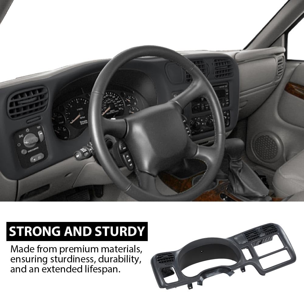 G-PLUS Dashboard Bezel Cluster Dash Bezel Trim Double Din Compatible with Chevy Blazer S10 GMC Jimmy Sonoma 1998-2004 Dark Gray