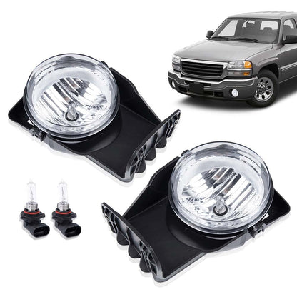 G-PLUS Bumper Fog Lights Compatible With GMC Sierra 1500 2500 3500 2003-2006 Pickup Clear Driving Fog Lamps W/o Wiring Kit Left+Right Side