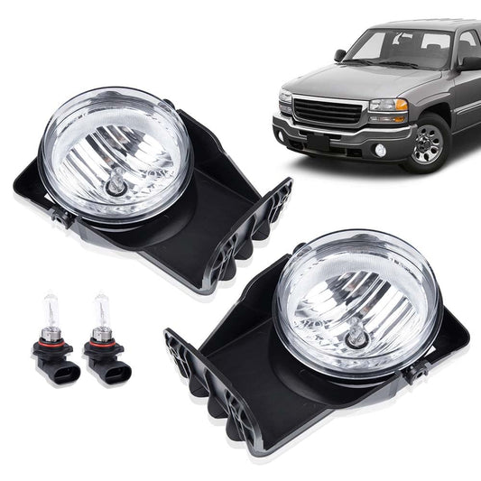 G-PLUS Bumper Fog Lights Compatible With GMC Sierra 1500 2500 3500 2003-2006 Pickup Clear Driving Fog Lamps W/o Wiring Kit Left+Right Side Clear Lens