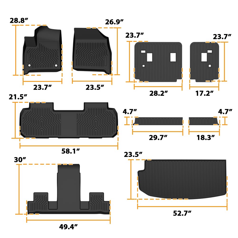 G-PLUS Floor Mats & Cargo Liner Fit Chevy Traverse 2018-2023(7 Seats Only)