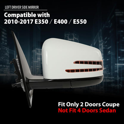 G-PLUS Mirror w/o Blind Spot Left Driver Side Compatible with Benz E350 E400 E550 2010-2017/Fit Only 2 Doors Coupe/Not Fit 4 Doors Sedan 2078100776 White