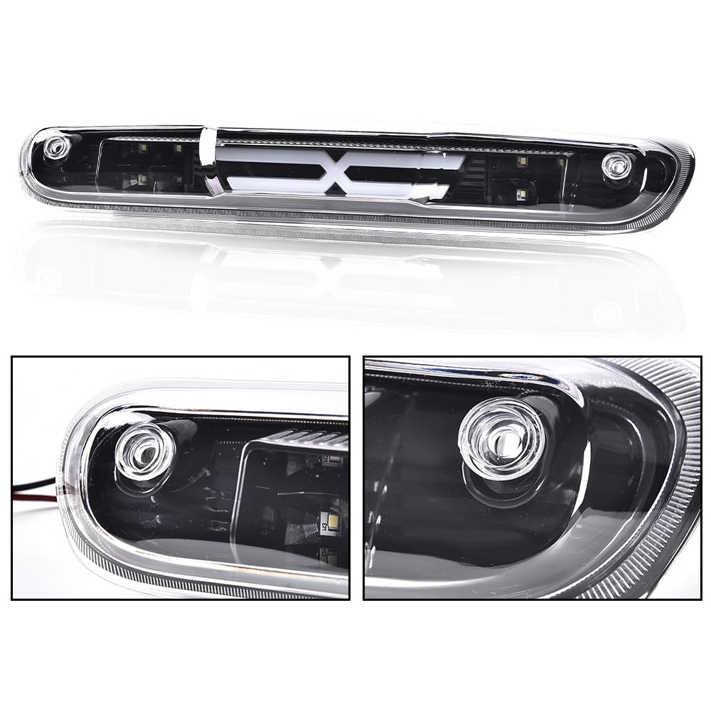 G-PLUS LED Third Brake Light Compatible With 07-14 Chevy Silverado/GMC Sierra,3RD LED Bar Brake/Cargo Light,Type X (Clear lens Black Housing Amber Reflector)