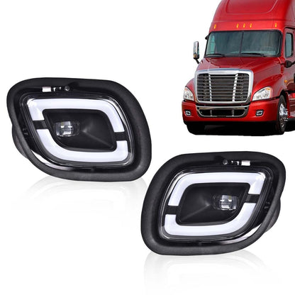 G-PLUS LED Fog Lights Compatible with Freightliner Cascadia 2008-2017 (For Models Without Daytime Running Lights) LH & RH LED Fog Lamps White Light Clear Lens Black Housing