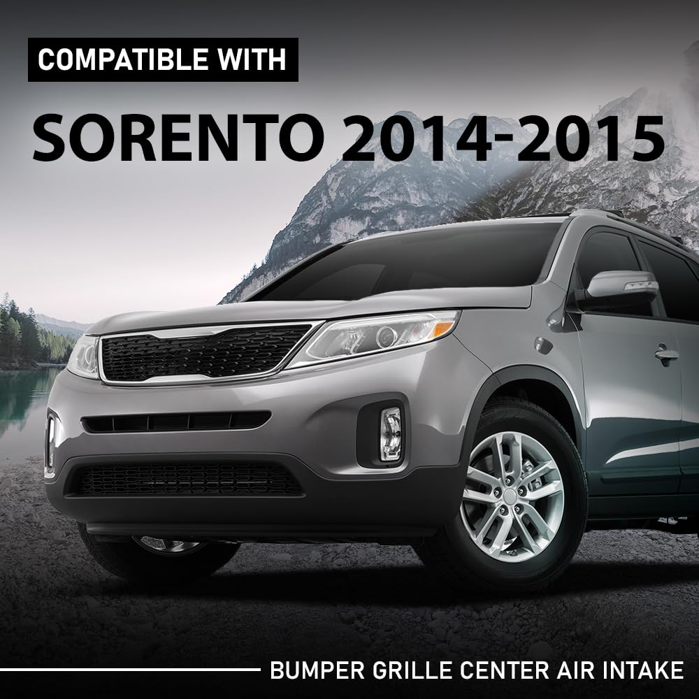 G-PLUS Front Bumper Grille, Compatible with Kia Sorento 2014-2015, Center Air Intake, 865221U500, 865222P500, 86522-1U500