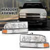 G-PLUS LED Headlights Front Headlamps Fit Chevy Blazer 1998-2005, Fit Chevy S10 Pickup 1998-2004 with Bumper Lights Clear Lens Chrome Housing Amber Reflector,faros delanteros Assembly