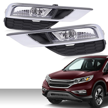 G-PLUS Front Bumper Driving Fog Light Lamps Compatible with Honda CRV 2015-2016 w/Switch Bulbs Bezel Neblineros Para Autos Delantero Faros Antiniebla(Clear Lens)