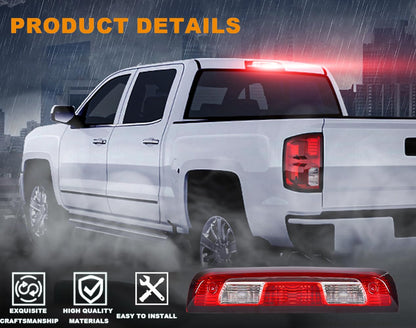 G-PLUS 3rd Third Brake Stop Light Cargo Lamp Compatible with Chevy Silverado GMC Sierra 1500 2500 3500 2015 2016 2017 2018 2019 2020 2021 84900397,2350916 Red