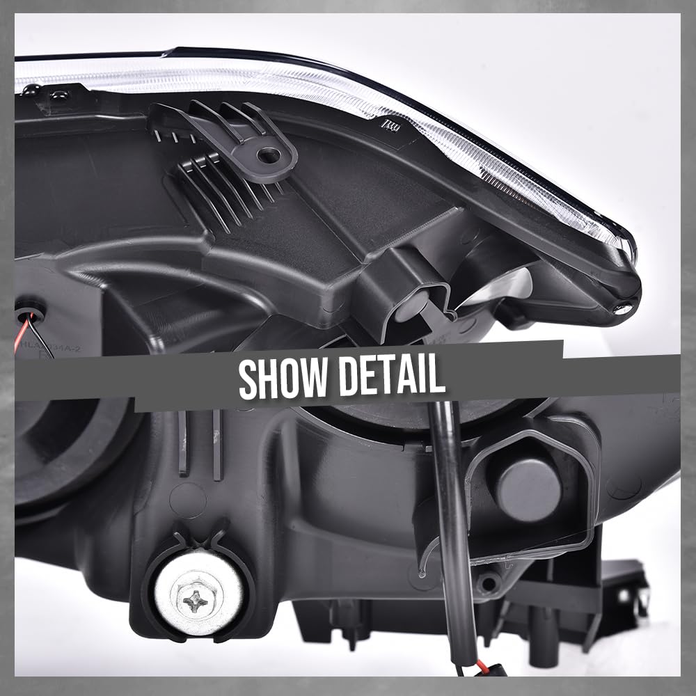 G-PLUS LED Tube Projector Headlights Assembly Compatible with Toyota Tundra 2007-2013, Fit Toyota Sequoia 2008-2017 Left & Right Headlamps, Clear Lens Chrome Housing Amber Reflector, TO2502171