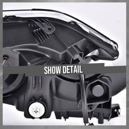G-PLUS LED Tube Projector Headlights Assembly Compatible with Toyota Tundra 2007-2013, Fit Toyota Sequoia 2008-2017 Left & Right Headlamps, Clear Lens Chrome Housing Amber Reflector, TO2502171