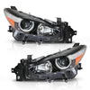 G-PLUS Projector Headlights Assembly Compatible with Mazda 3 2017-2018 4-Door Sedan & Hatchback,Bumper Headlamps,faros delanteros Clear Lens Black Housing Amber Reflector Left & Right