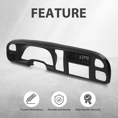G-PLUS Dash Board Radio Bezel Double Din w/Vents Compatible with Dodge Ram 1500 1998-2001/ Ram 2500 3500 1998-2002 Matte Black Plastic