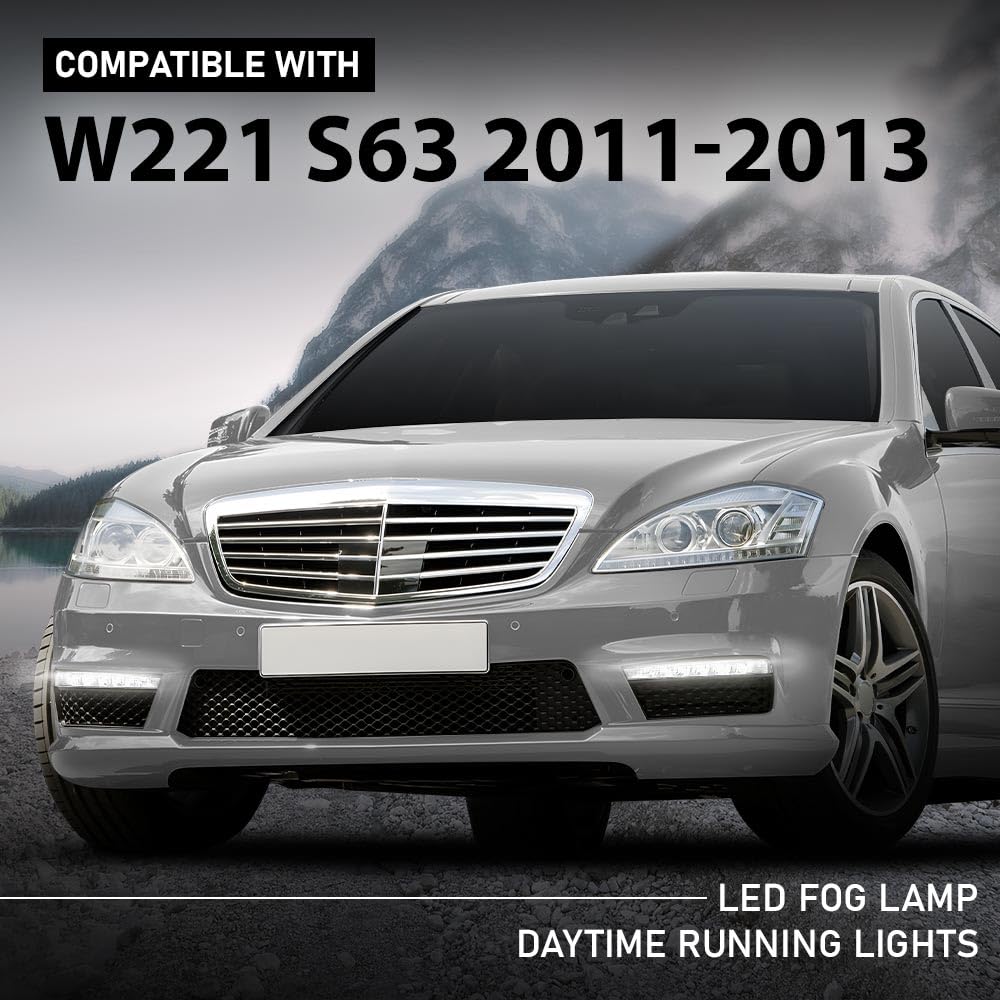 G-PLUS LED Pair Fog Lamp Daytime Running Lights, Compatible with Benz W221 S63 AMG 2007-2013, LH Driver & RH Passenger Side 2PCS, 2218201356, 2218201456