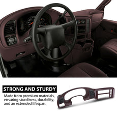 G-PLUS Radio Cluster Bezel for Chevy Astro GMC Safari 1995-2005 Dark Red Close-up View