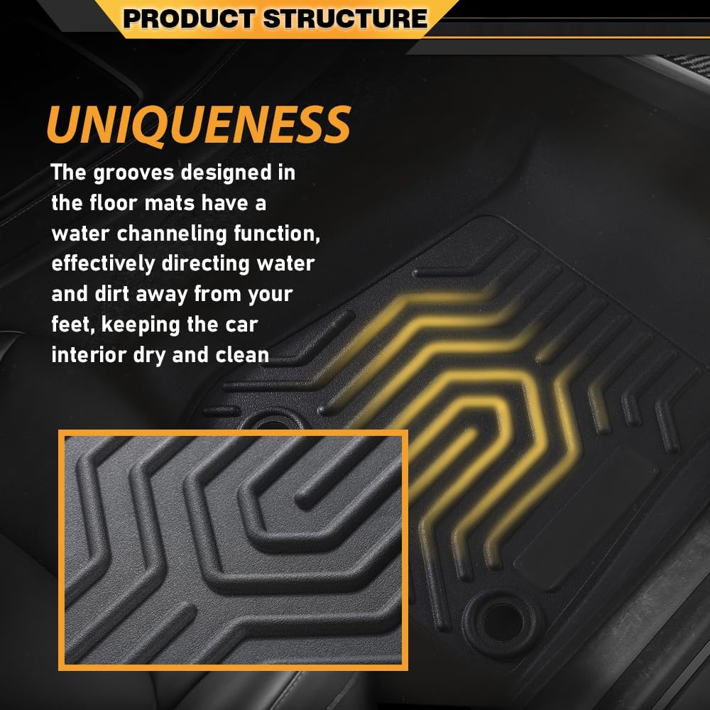 TPE Floor Mats Cargo Liner Fit for Jeep Wrangler JL Unlimited 4 Door 2018-2024(Not Fit for JK or 4XE) 1st & 2nd Row All Weather Car Floor Liners Interior Accessories Black