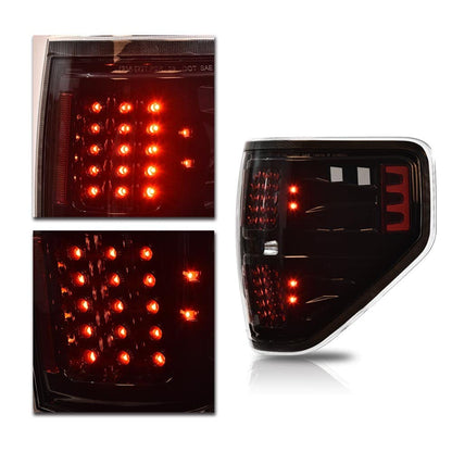 G-PLUS LED Tail Lights Compatible with Ford F150 2009 2010 2011 2012 2013 2014 Rear Tail light Assembly,Left Driver & Right Passenger,Clear Lens Black Housing Brake Lamps
