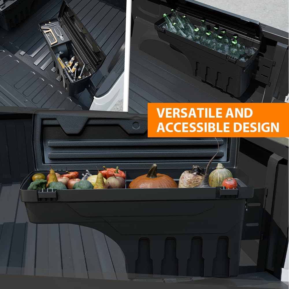G-PLUS Rear Right Truck Bed Storage Box Toolbox Compatible with Toyota Tundra 2007-2020 Right Passenger Side Truck Bed Box