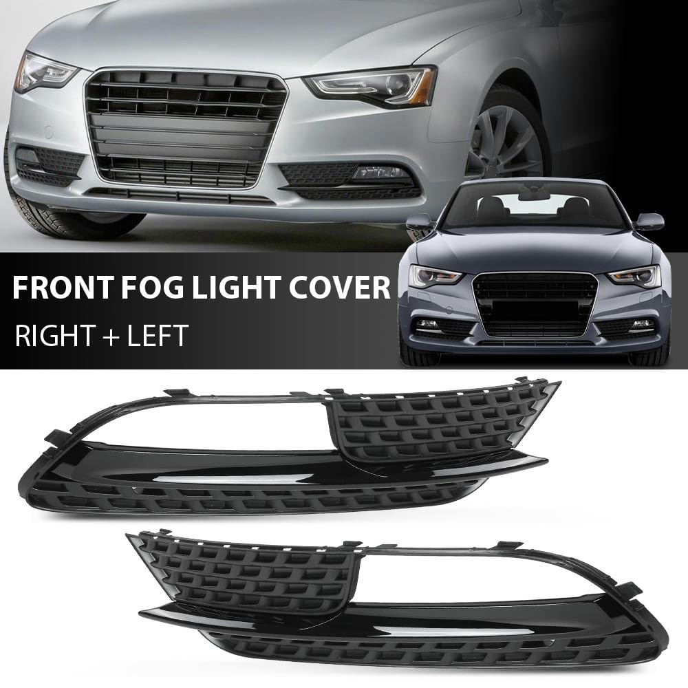 G-PLUS Front Bumper Lower Fog Light Grille Cover Grill Panel Pair Compatible with Audi A5 2012-2016/Fits Audi A5 Quattro 2012-2016/ Not fit for S5/ RS5/ A5 S-Line