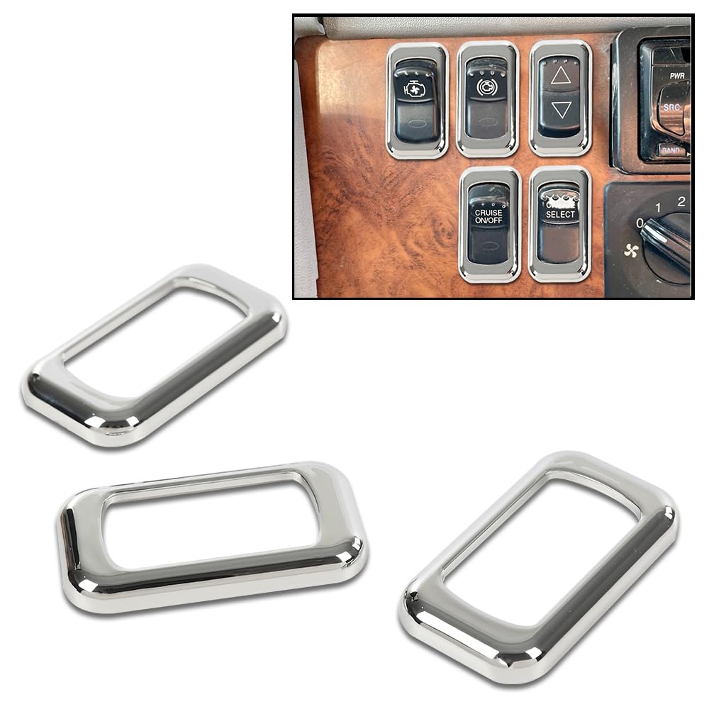 G-PLUS 3PCS Chrome Rocker Switch Trims Compatible with Many Freightliners & Some Peterbilt & Kenworths Using Rocker Switches Three Pack of Switch Trim Rocker Plain Snap Mount Plastic